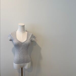 Brand new WeWoreWhat ruched tee in soft heather grey. New with tags.